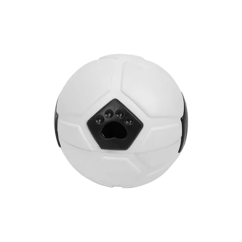 Orange and white TPR rubber dog toy ball showing hollow and teeth cleaning stick variations