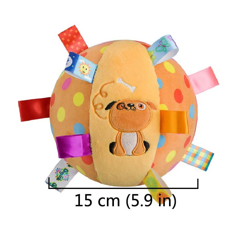 Plush dog sound ringing ball in frog pattern with built-in squeaker for interactive fetch and chew play