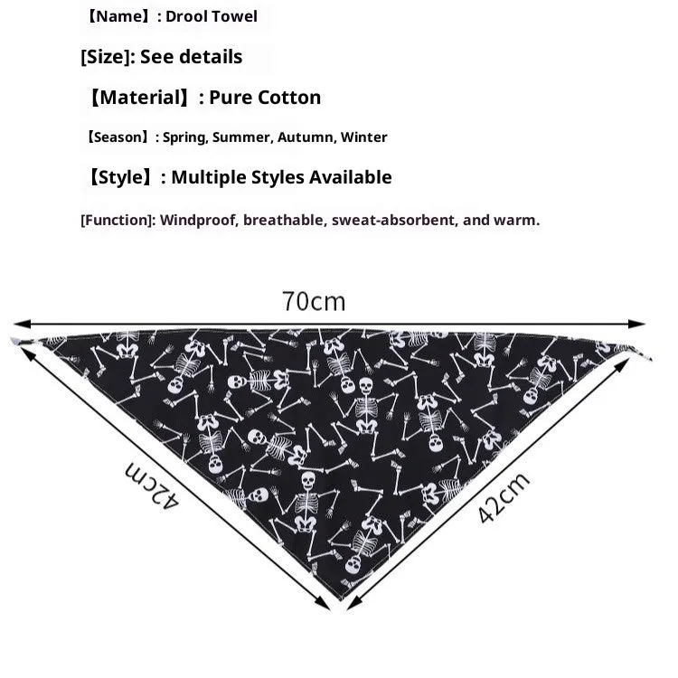 Nylon pet scarf with cartoon print for Halloween, available in 43cm or 65cm length, model 14 style