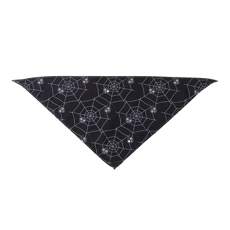 Nylon pet scarf with cartoon print for Halloween, available in 43cm or 65cm length, model 14 style
