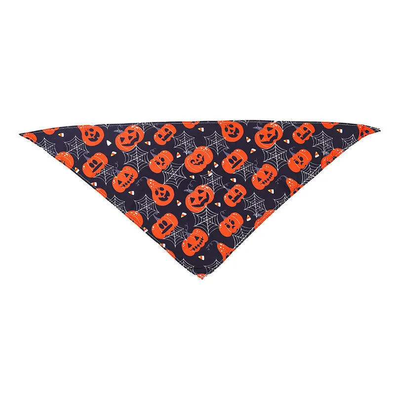 Nylon pet scarf with cartoon print for Halloween, available in 43cm or 65cm length, model 14 style