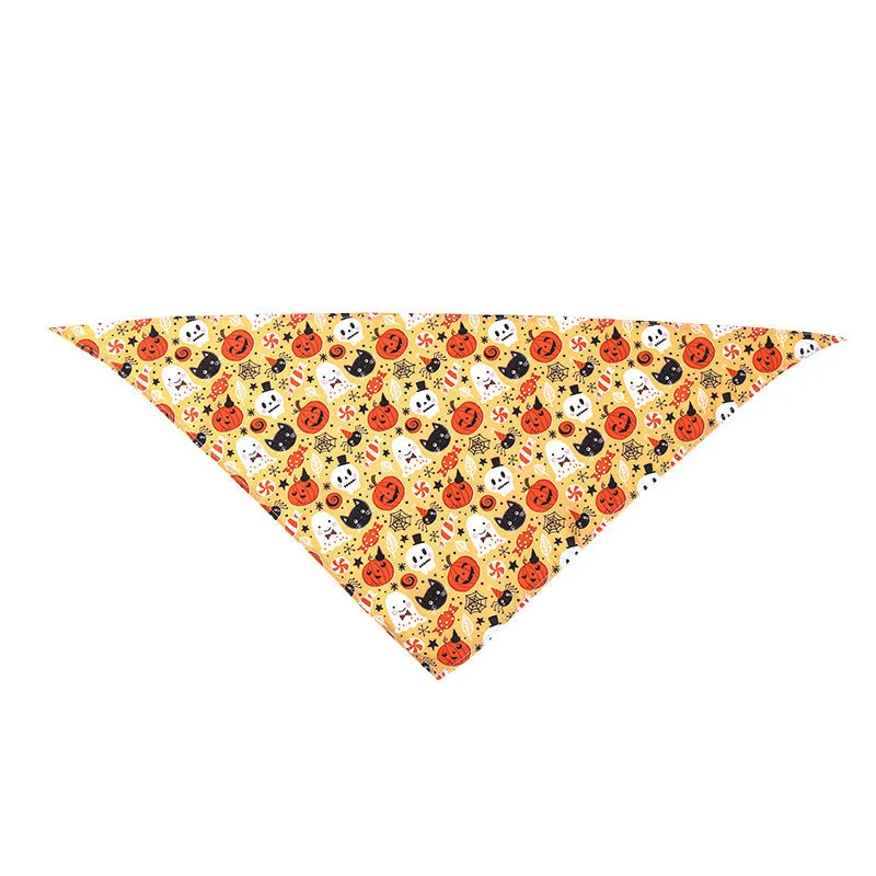 Nylon pet scarf with cartoon print for Halloween, available in 43cm or 65cm length, model 14 style