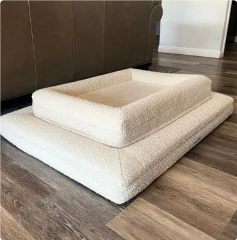 Rectangular pet sofa bed with thickened mattress in a fabric material, multiple sizes available for dogs