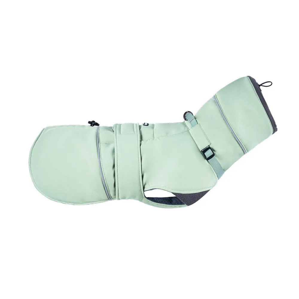 Wind-proof dog shell jacket in beige polyester, British style, for autumn winter walks