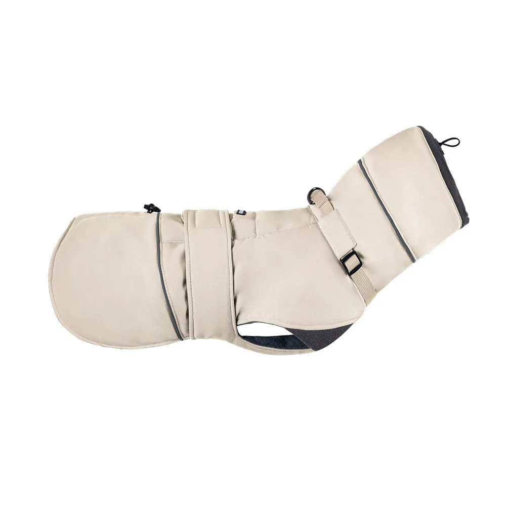 Wind-proof dog shell jacket in beige polyester, British style, for autumn winter walks