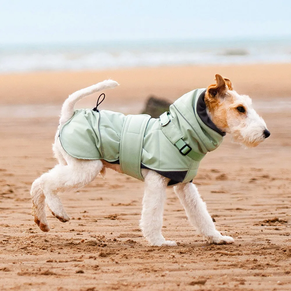 Wind-proof dog shell jacket in beige polyester, British style, for autumn winter walks