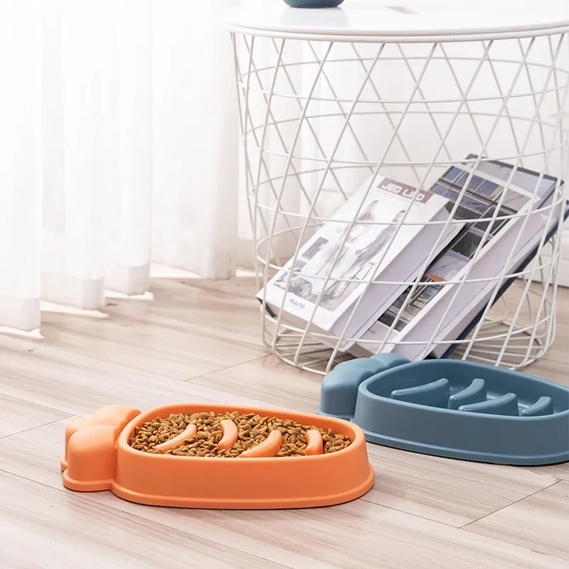 Radish Dog Slow Food Anti-tumble Pet Bowl in Mango Yellow plastic with slow-feeding design