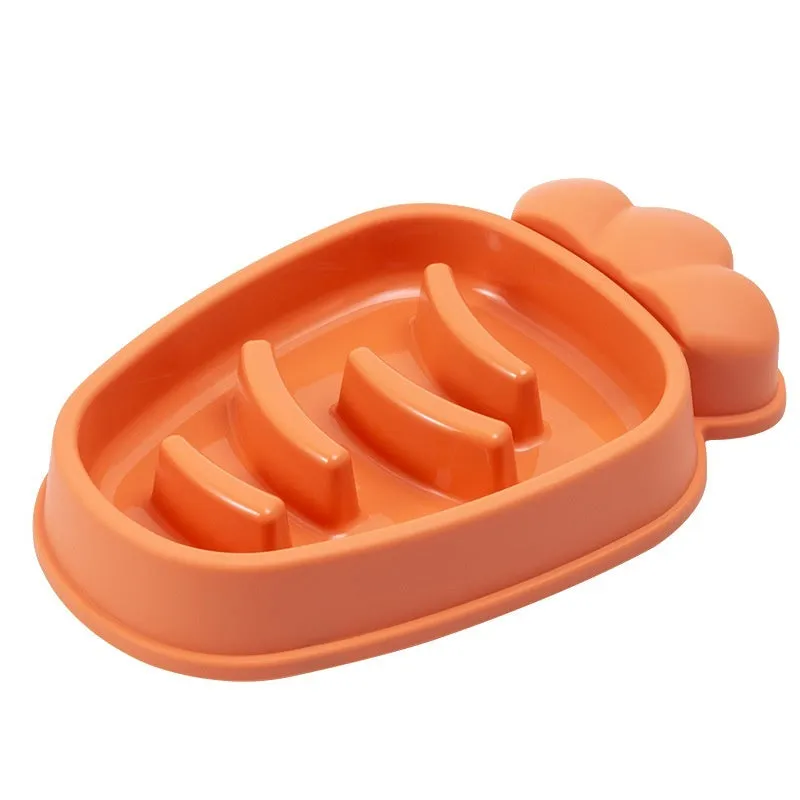 Radish Dog Slow Food Anti-tumble Pet Bowl in Mango Yellow plastic with slow-feeding design
