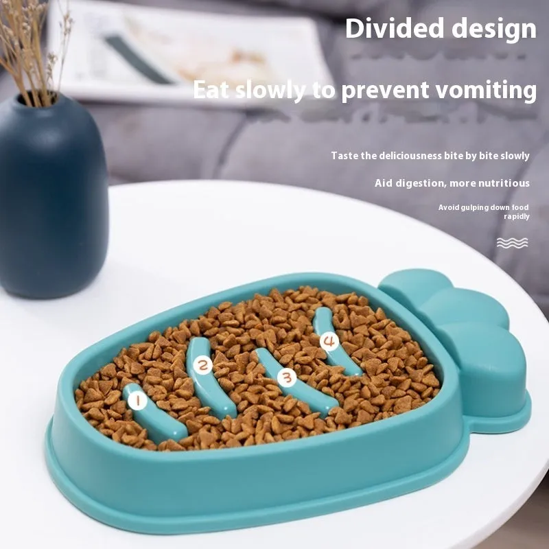 Radish Dog Slow Food Anti-tumble Pet Bowl in Mango Yellow plastic with slow-feeding design