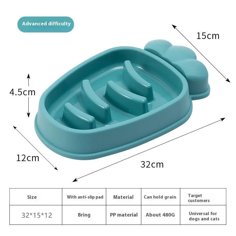 Radish Dog Slow Food Anti-tumble Pet Bowl in Mango Yellow plastic with slow-feeding design