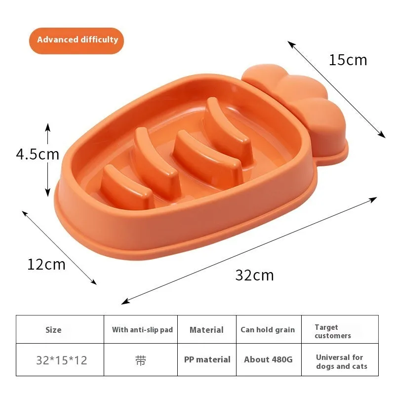 Radish Dog Slow Food Anti-tumble Pet Bowl in Mango Yellow plastic with slow-feeding design