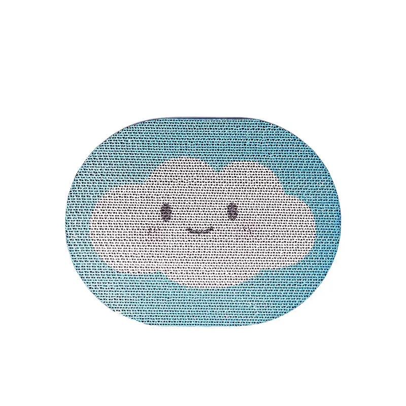 Blue Clouds cartoon cat scratching board made of natural sisal with sticky wall backing for furniture protection