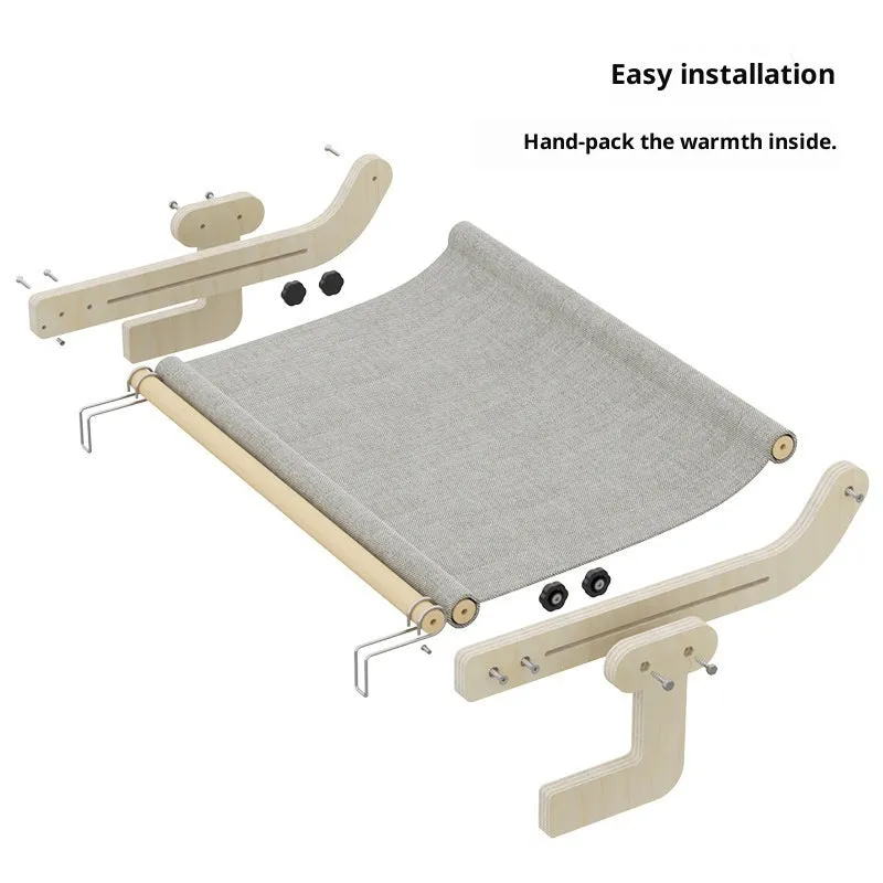 Extra large cat hanging bed with solid wood multi-layer board frame in simple style, available in blue