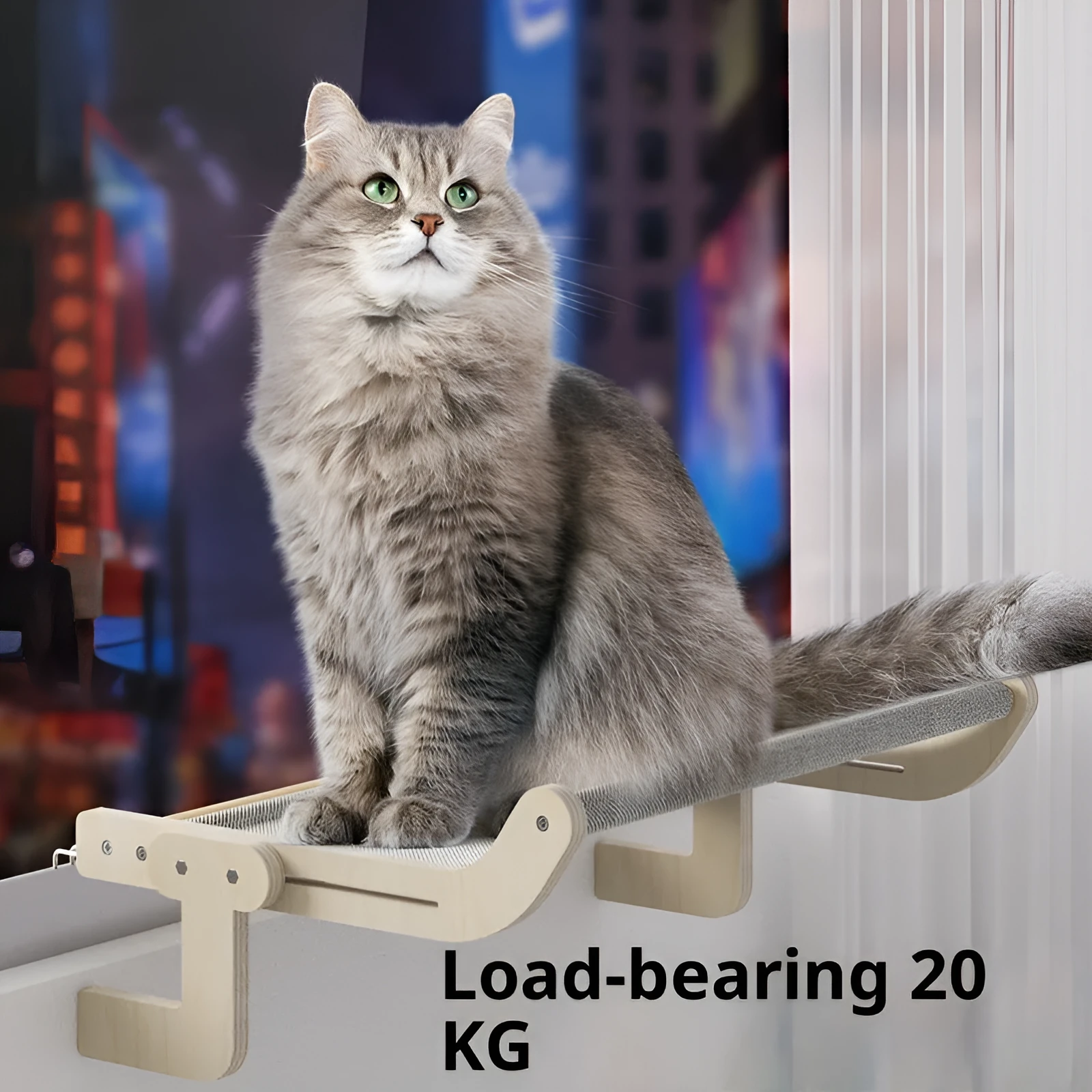 Extra large cat hanging bed with solid wood multi-layer board frame in simple style, available in blue
