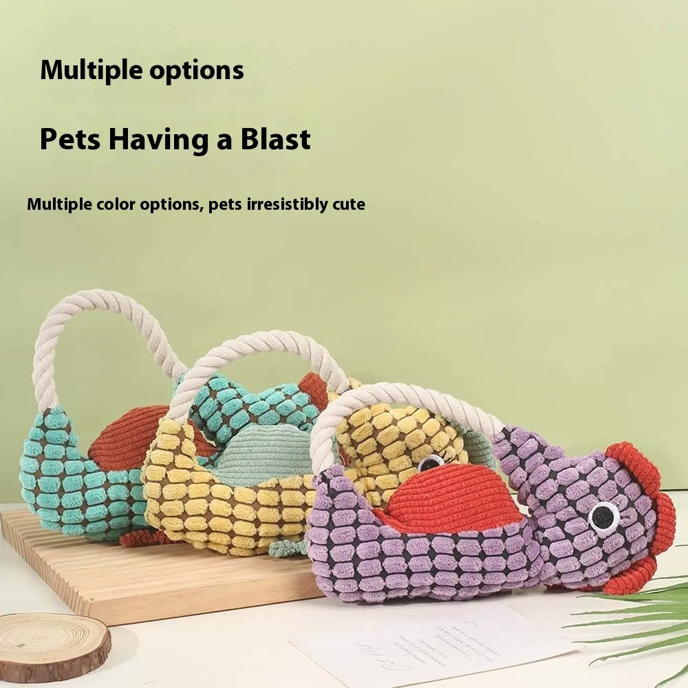 Pineapple velvet molar pet toy in green seahorse design with plush texture and squeaker, 16.5x23.5cm
