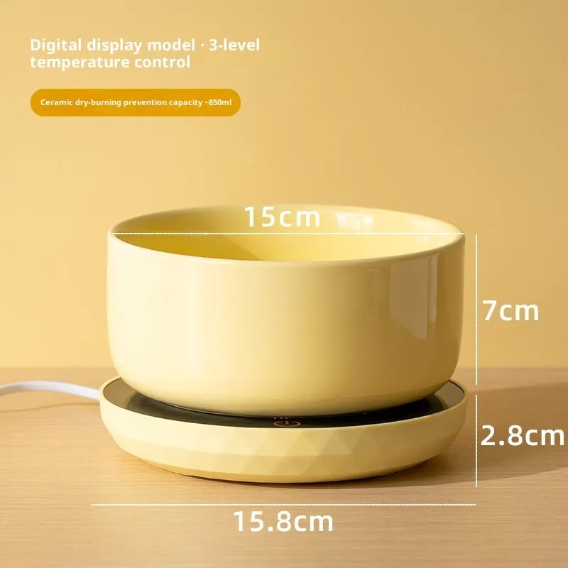 Ceramic cat water bowl with USB constant temperature heating mat in Leo Black colour