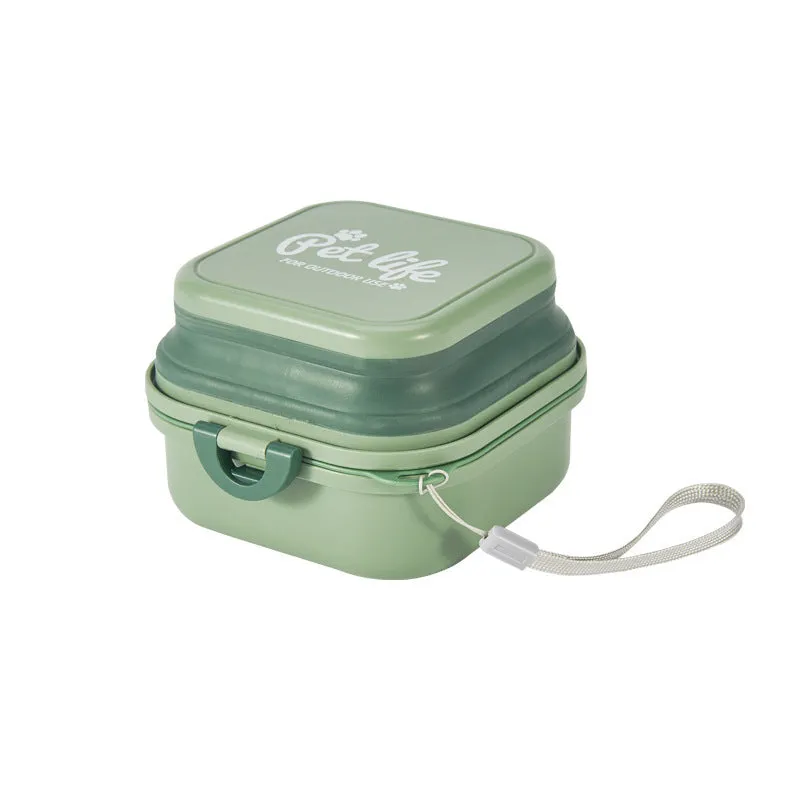 Dog outdoor folding bowl double-layer drinking water pet product in green colour