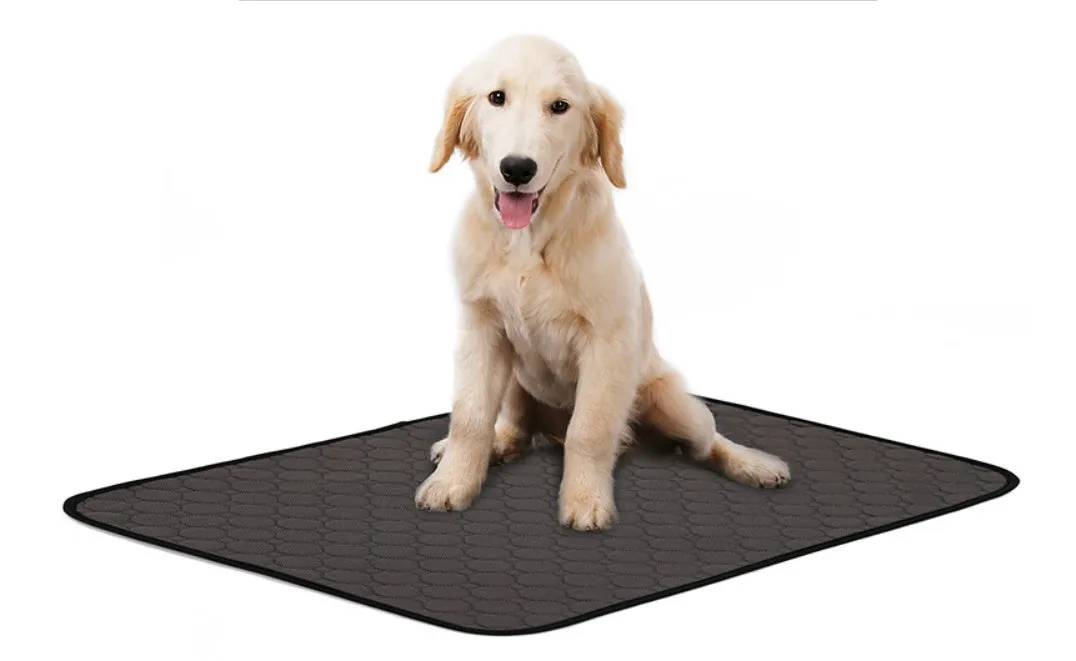 Reusable dog urine pad with non-slip TPU bottom, gray, in L size 100x67x4.5cm