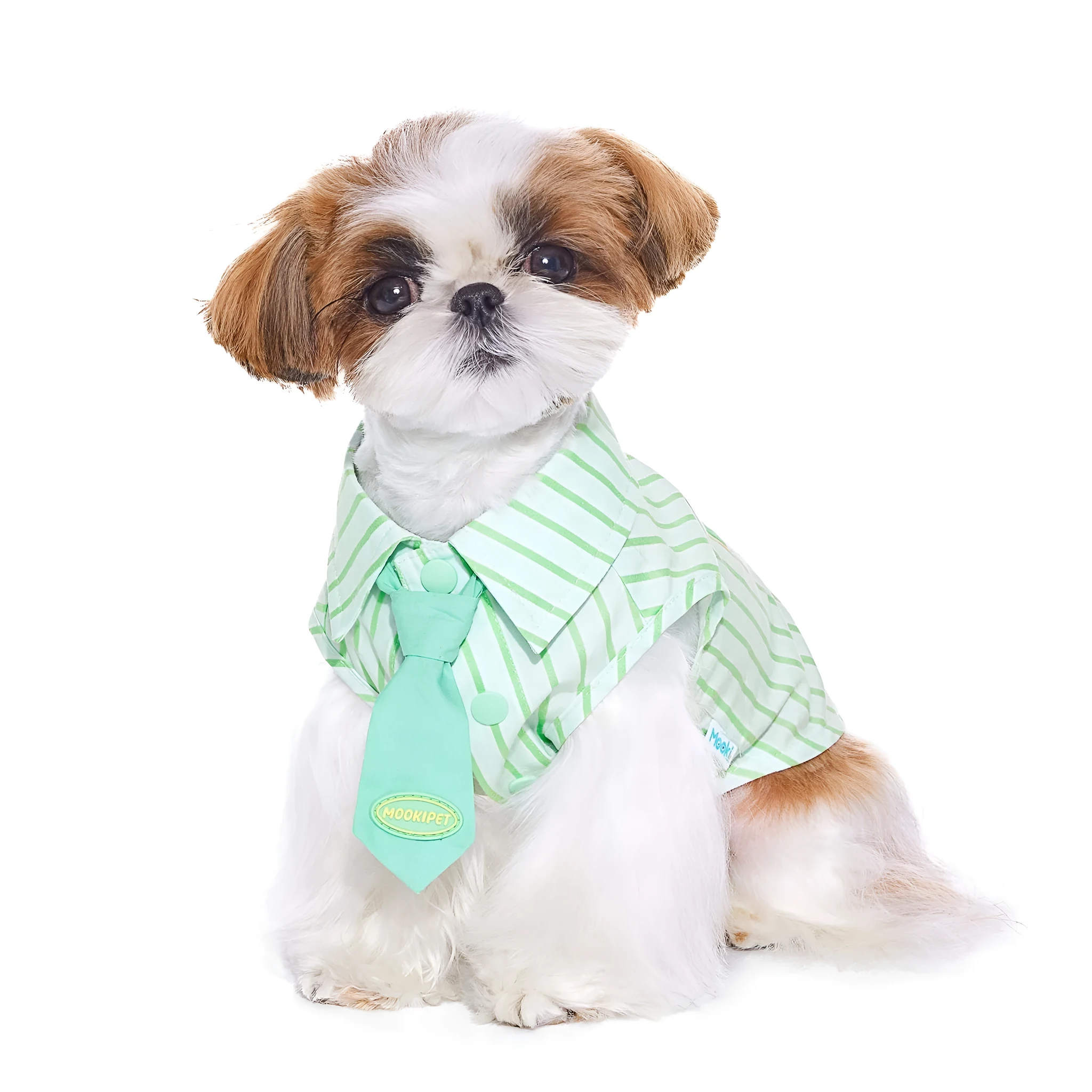 Green thin cotton pet shirt for Teddy Schnauzer, casual dog clothing, multiple sizes available