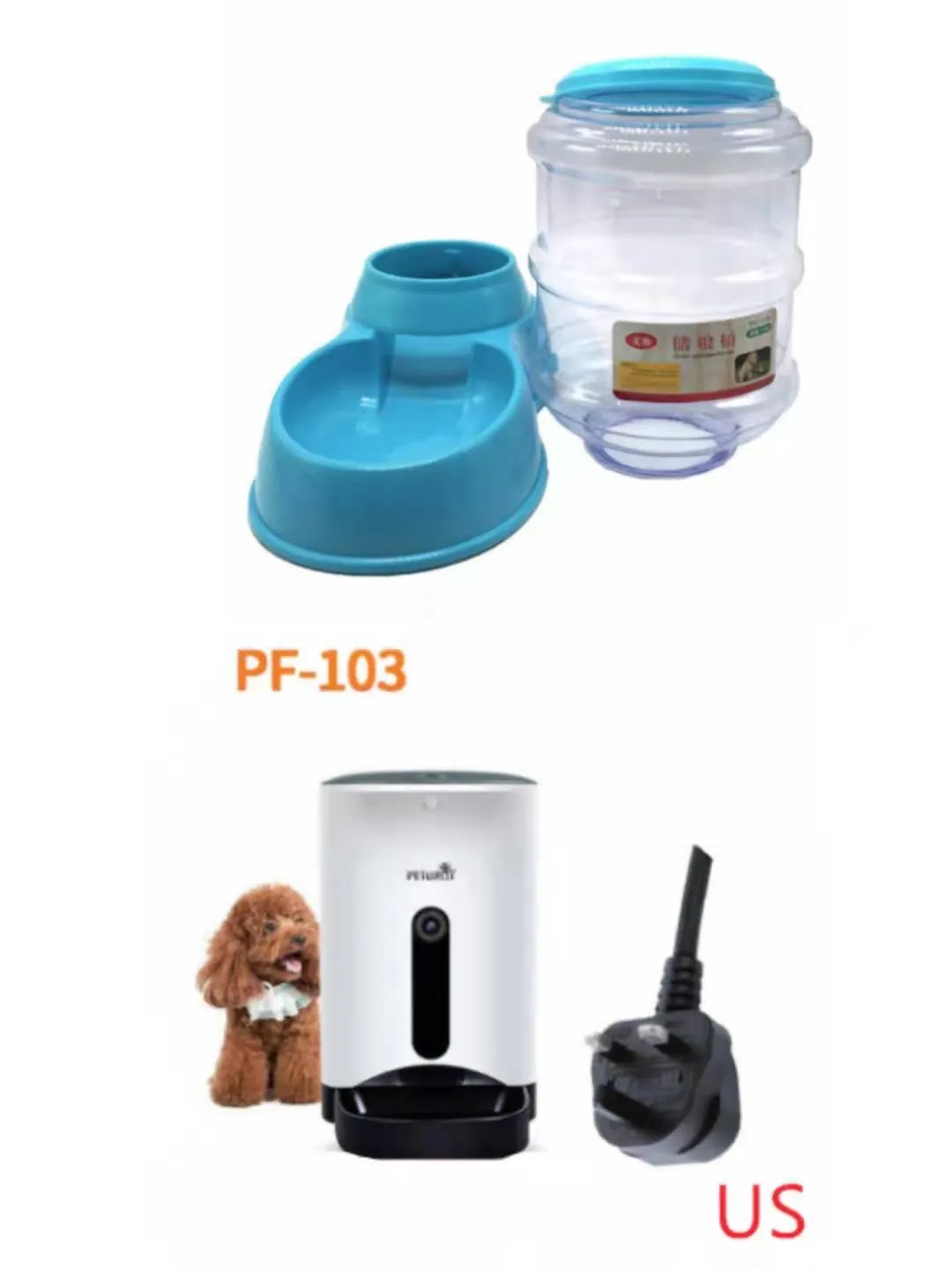 3.5L automatic gravity pet feeding basin for cats and dogs, available in blue, green, and pink colours
