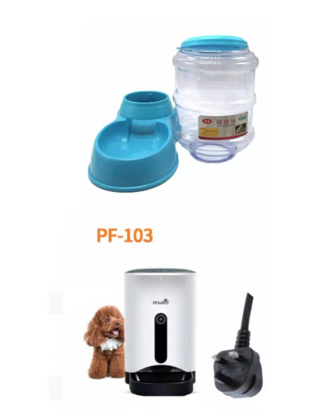 3.5L automatic gravity pet feeding basin for cats and dogs, available in blue, green, and pink colours