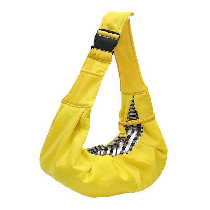 Soft polyester pet carrier bag with adjustable shoulder strap for small dogs under 7.5kg, shown in khaki colour.