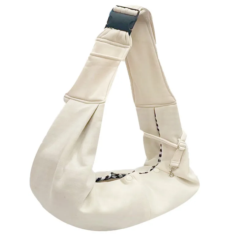 Soft polyester pet carrier bag with adjustable shoulder strap for small dogs under 7.5kg, shown in khaki colour.