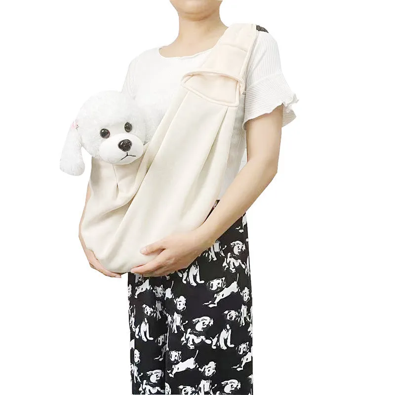 Soft polyester pet carrier bag with adjustable shoulder strap for small dogs under 7.5kg, shown in khaki colour.