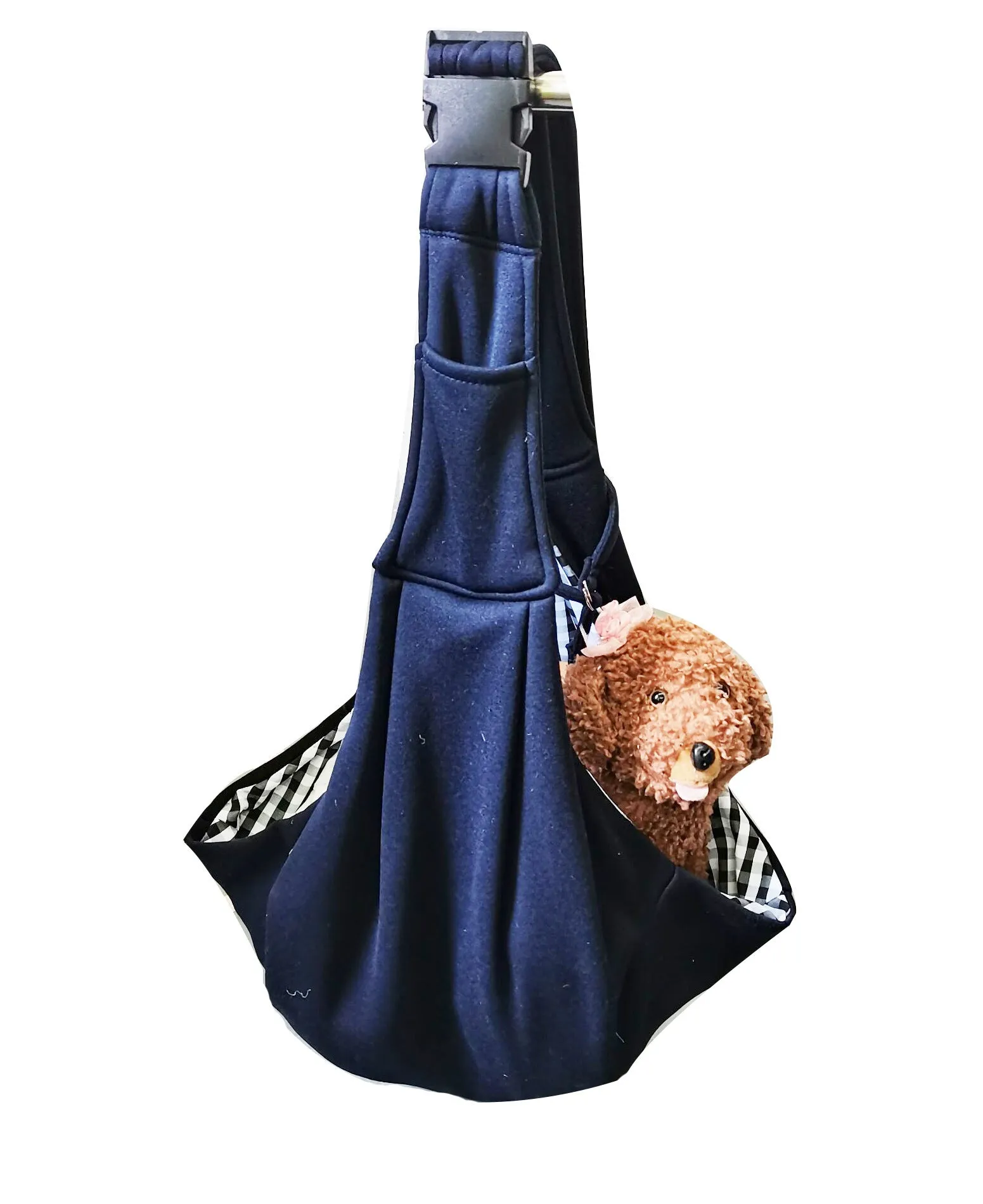 Soft polyester pet carrier bag with adjustable shoulder strap for small dogs under 7.5kg, shown in khaki colour.