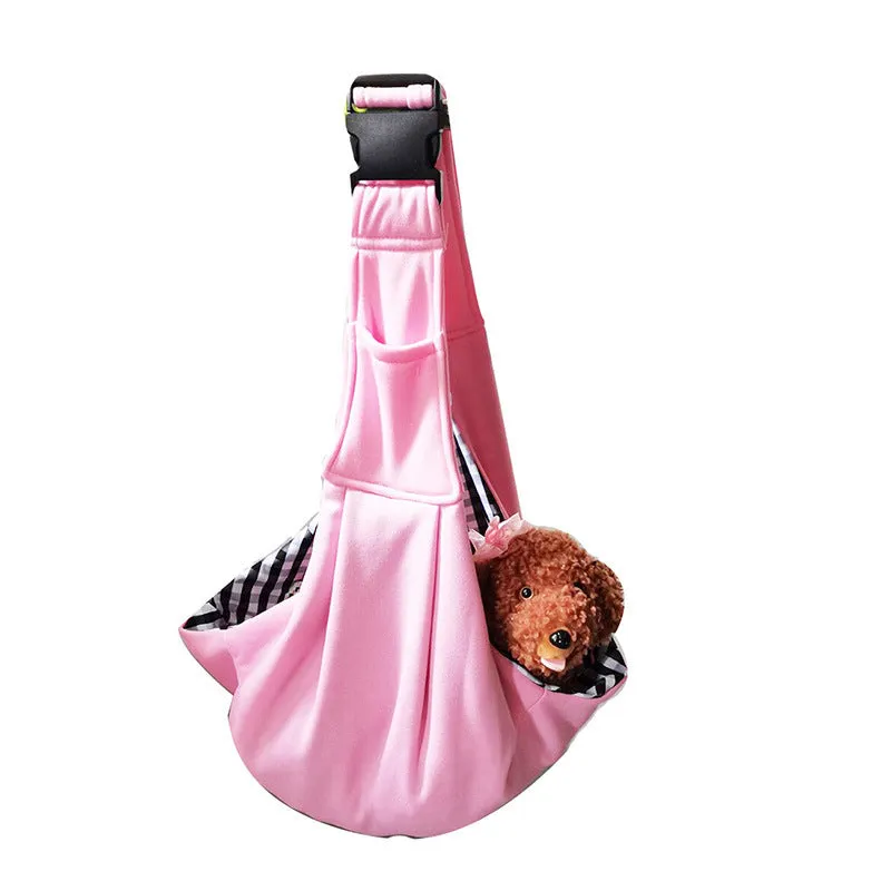 Soft polyester pet carrier bag with adjustable shoulder strap for small dogs under 7.5kg, shown in khaki colour.