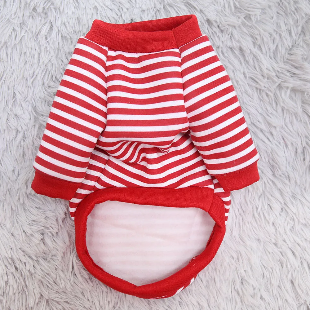 Cute teddy bear print polyester pet sweater for small dogs and cats on a white background