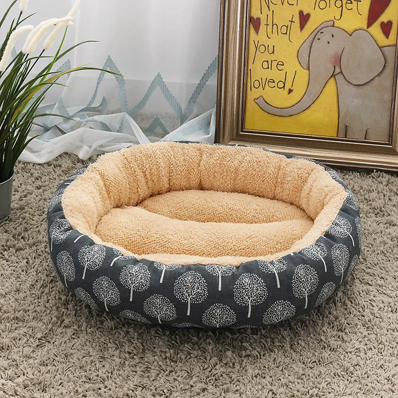 Round cloth pet bed 50cm diameter 12cm height for cats and small dogs winter warm mat