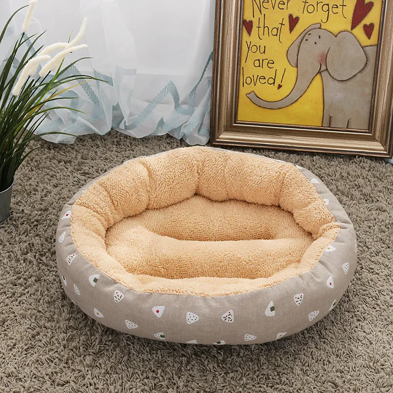 Round cloth pet bed 50cm diameter 12cm height for cats and small dogs winter warm mat
