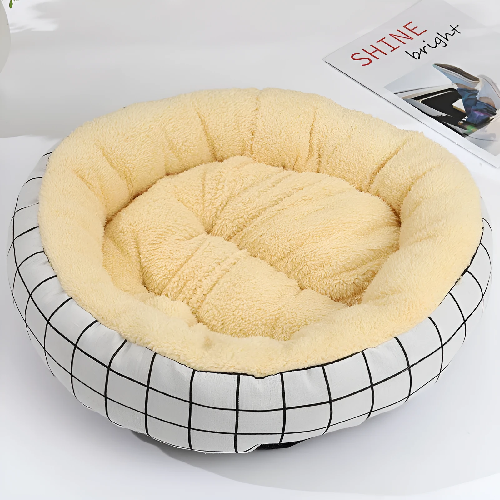 Round cloth pet bed 50cm diameter 12cm height for cats and small dogs winter warm mat