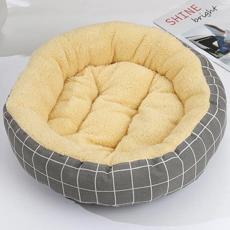 Round cloth pet bed 50cm diameter 12cm height for cats and small dogs winter warm mat