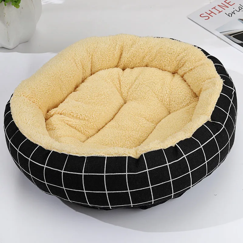 Round cloth pet bed 50cm diameter 12cm height for cats and small dogs winter warm mat