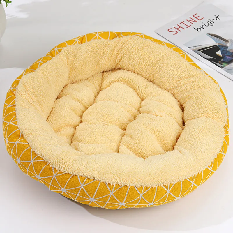 Round cloth pet bed 50cm diameter 12cm height for cats and small dogs winter warm mat