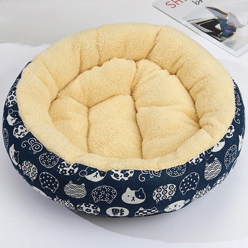 Round cloth pet bed 50cm diameter 12cm height for cats and small dogs winter warm mat