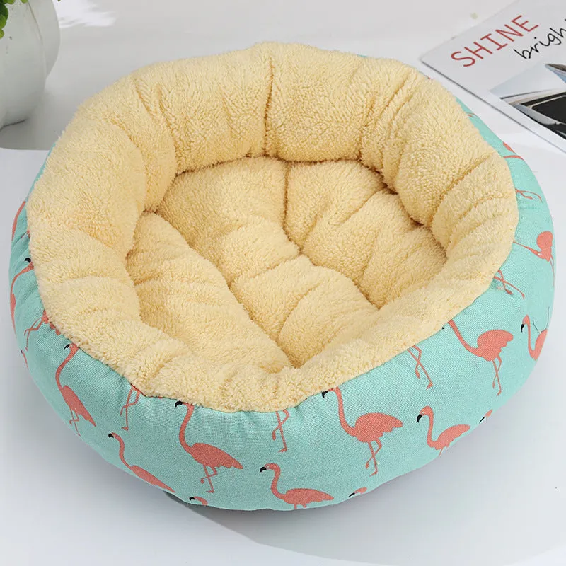 Round cloth pet bed 50cm diameter 12cm height for cats and small dogs winter warm mat