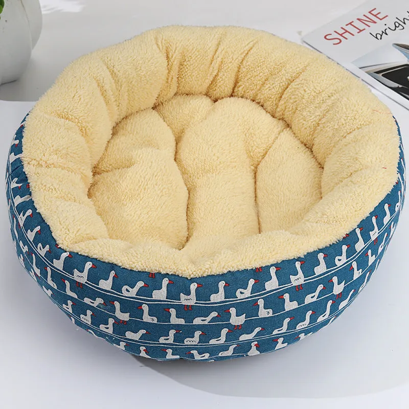 Round cloth pet bed 50cm diameter 12cm height for cats and small dogs winter warm mat