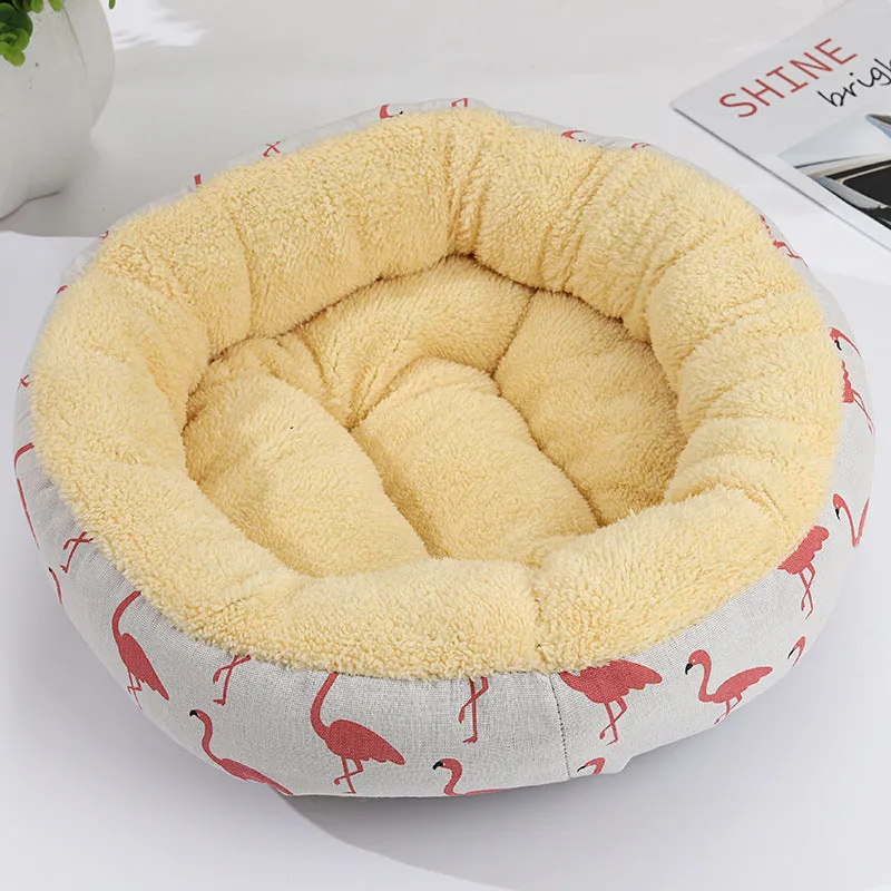 Round cloth pet bed 50cm diameter 12cm height for cats and small dogs winter warm mat