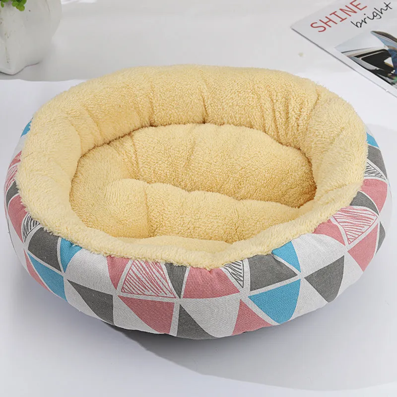 Round cloth pet bed 50cm diameter 12cm height for cats and small dogs winter warm mat