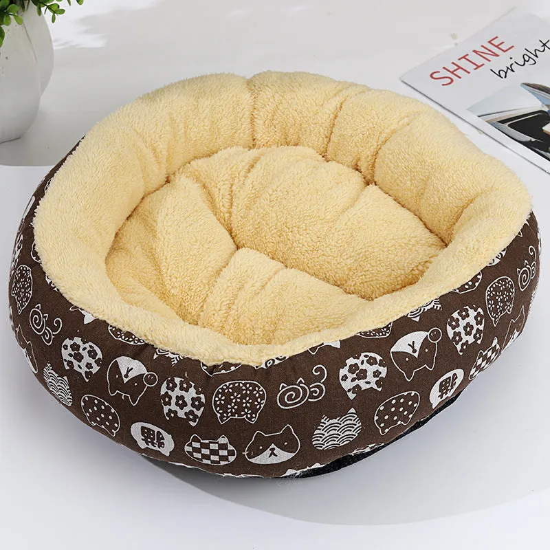 Round cloth pet bed 50cm diameter 12cm height for cats and small dogs winter warm mat