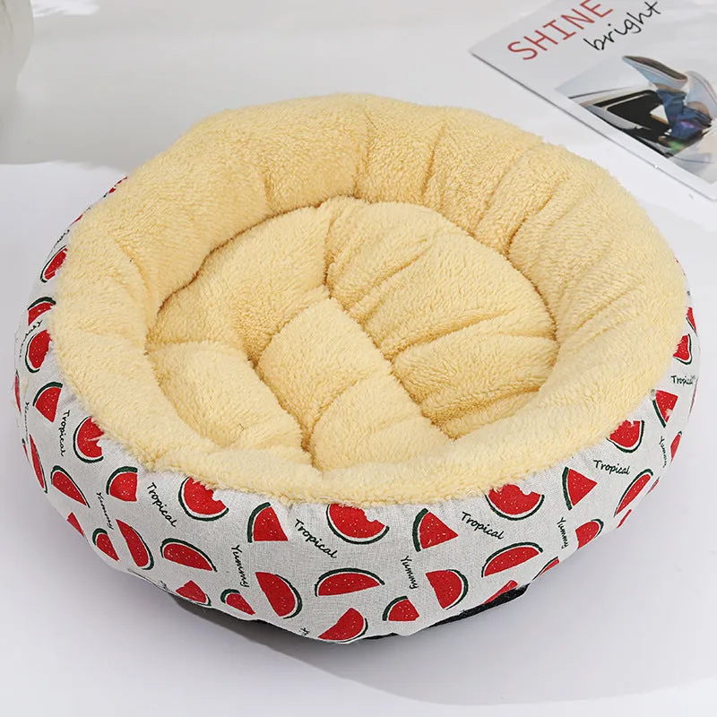 Round cloth pet bed 50cm diameter 12cm height for cats and small dogs winter warm mat