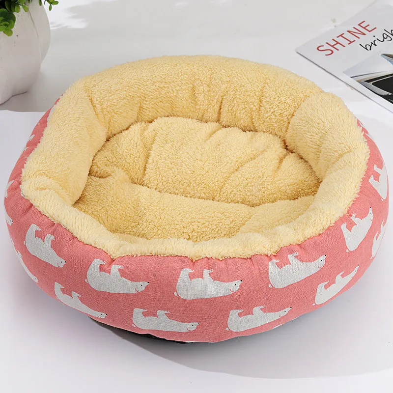 Round cloth pet bed 50cm diameter 12cm height for cats and small dogs winter warm mat