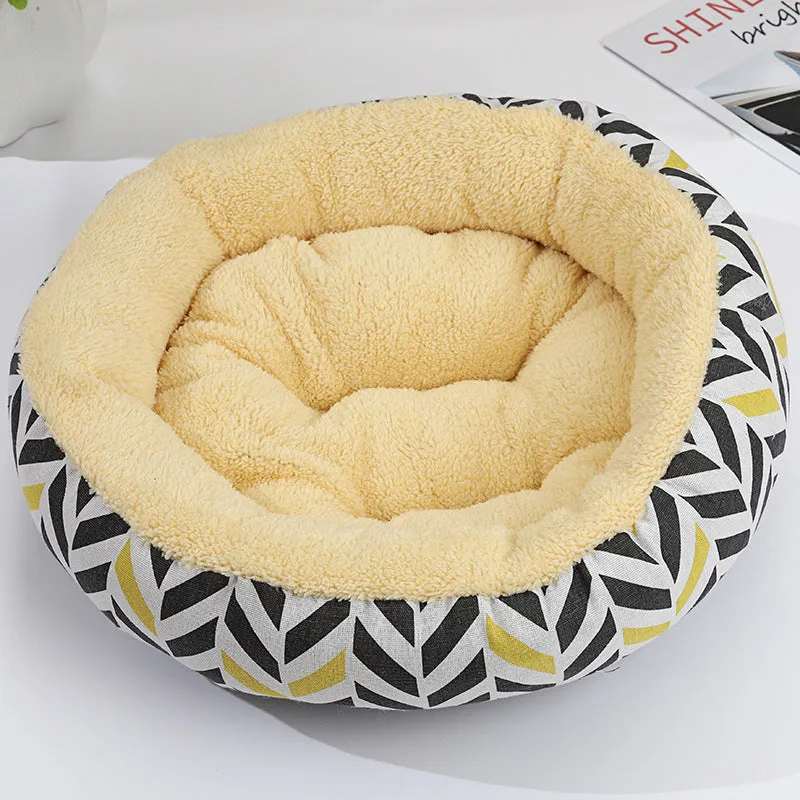 Round cloth pet bed 50cm diameter 12cm height for cats and small dogs winter warm mat