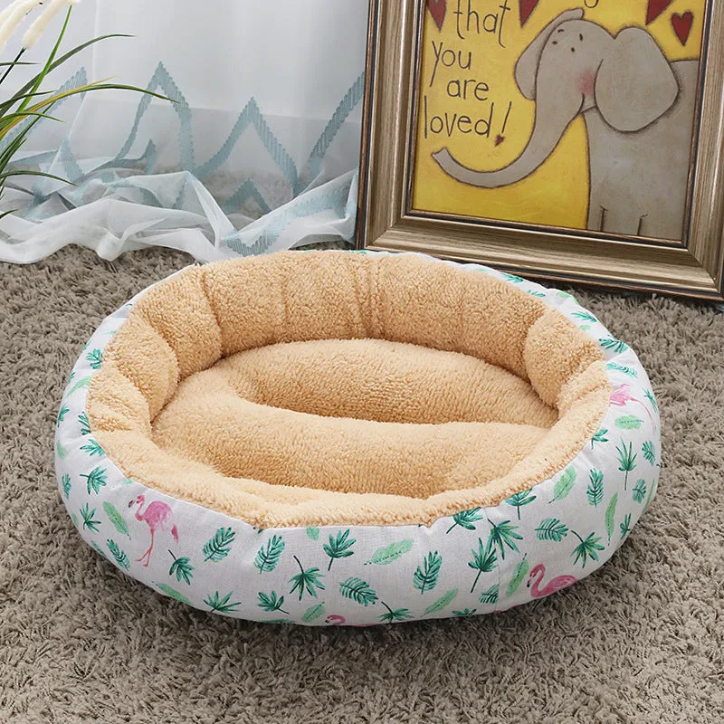 Round cloth pet bed 50cm diameter 12cm height for cats and small dogs winter warm mat