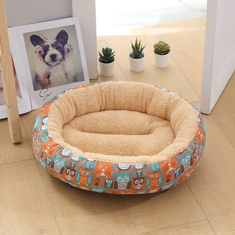 Round cloth pet bed 50cm diameter 12cm height for cats and small dogs winter warm mat