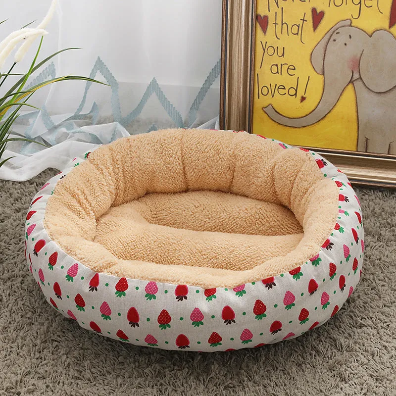 Round cloth pet bed 50cm diameter 12cm height for cats and small dogs winter warm mat