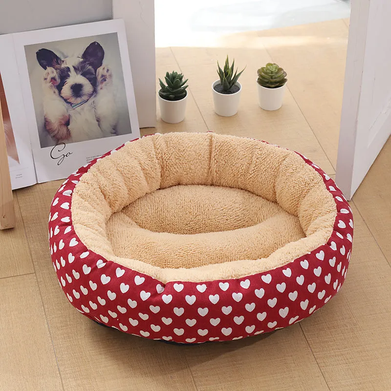 Round cloth pet bed 50cm diameter 12cm height for cats and small dogs winter warm mat